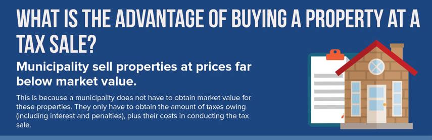 What is the advantage of buying a property at a tax sale?